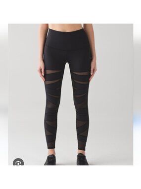 Lululemon Wunder Under Tech Mesh Leggings
